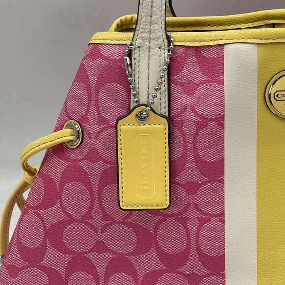 Coach Women’s Signature Carryall Bag – Yellow/Pink – Style F22908 - Picture 15 of 16